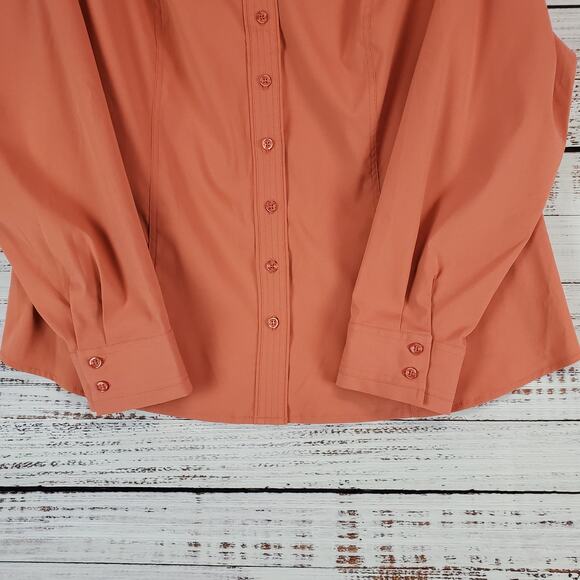 Lane Bryant NWT Stretch Button Down Dark Peach Button Blouse Size 22/24 - Picture 4 of 9